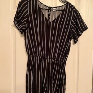 Old Navy Black Romper with White Stripes
